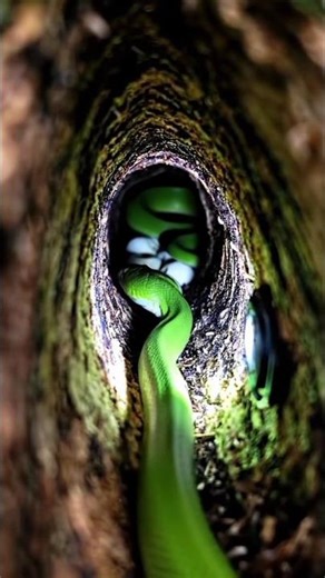 Snake POV: Inside a Hidden Underground Green Snake 🐍 | Micro Camera Exploration