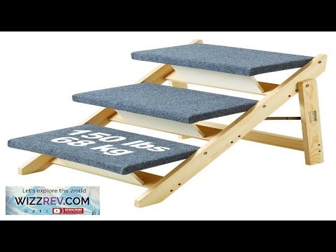 VEVOR Wooden Pet Steps Convertible 2 in 1 Dog Staircase & Ramp for Access