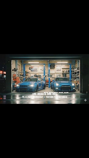 Nissan GTR R34 vs R35 - Garage Exit #NissanGTR #Skyline #R34 #R35 #Godzilla #JDM #StreetRacing #CarCinematics #ExhaustSound #Teaser | Car Culture Ai