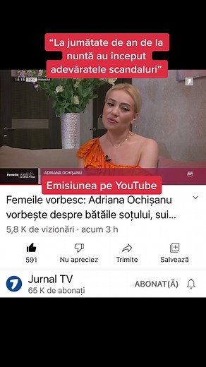Întreaga poveste de viață a interpretei Adriana Ochișanu o vedeți pe YouTube: “Femeile vorbesc” cu Adrian Prodan