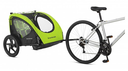 Schwinn Shuttle Foldable Bike Trailer, 2 Seats, Green & Black