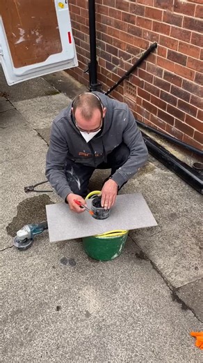 4 inch hole in a porcelain tile. How not to do it. #Plumbing #Tiling #Electrics #DIY #Home #Bilder￼￼￼￼