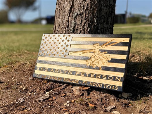 Custom CNC Wood American Flag | Military Retirement Gift - Etsy