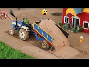 Diy mini tractor trolley soil unload in mud road science projects @Weldux