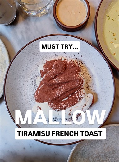 THE BEST FRENCH TOAST in London? Yes, the Tiramisu French Toast from Mallow is heavenly, light like a cloud and paired with that espresso syrup, is utterly delicious. It's surprisingly not too sweet which is just how I like it! The Pistachio Cherry French Toast is a fruitier alternative. I found the cherry flavour too overpowering and the compote slightly too sweet. Mallow is a 100% plant based sustainable restaurant, reflected in the floral decor and cozy vibes! Add MALLOW to your list and tag 