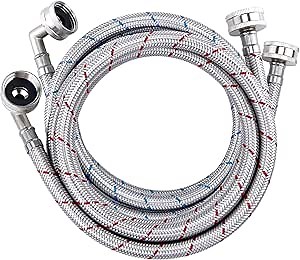 Amazon.com: Washer Hose 6ft,Stainless Steel Washing Machine Hose 6 Foot with 90 Degree Elbows 2 Packs Braided Premium Washer Hoses Supply Lines-Washer Hoses 6ft Hot and Cold Striped Water Connection-by MIFLUS : Appliances
