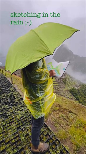 Felix Scheinberger on Instagram: "I honestly wondered at first if it would be awful to be in Machu Picchu in the rain. But the truth is: this place can feel like a tourist trap, and it’s so much more magical to experience it in quiet, moody weather with just a few souls around, rather than being pushed through the site under perfect blue skies with busloads of visitors. So this morning, I set out early in the mist and drizzle , sketchbook in hand. Hard to believe this was once the final refuge o