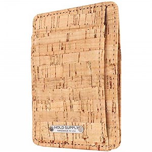 Cork Front Pocket Wallet, Men's Vegan Card & Cash Holder Wallet