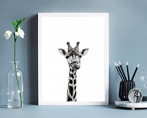 Black and White Giraffe Print: Modern Safari Wall Art - Etsy