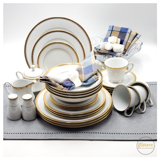 Vintage Contemporary Tableware by Noritake, Windsor Model 3782 | Gold Rim and White Porcelain, 1986 to 1992 - Etsy