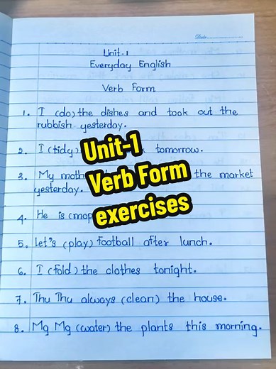 Unit-1 Verb Form & Word Form Exercises Explained