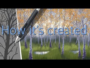 Speed Painting a Golden Birch Forest 🍂 See how Digital Art is Made in GIMP and get Creative