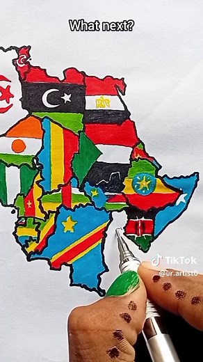 Draw Flag Map of Kenya, Uganda, Burkina Faso, and Ghana