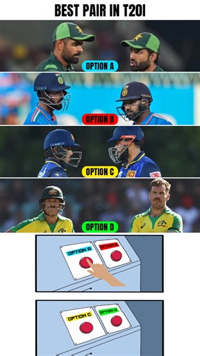 25K views · 140 reactions | Choose the best batting pair in T20I 樂 Option A Babar Azam & Mohammad Rizwan Option B Kl Rahul & Rohit Sharma Option C BKG Mendis & P Nissanka Option D AJ Finch & DA Warner #Rohitsharma #babarazam #indvspak #teamindia #davidwarner #klrahul #MohammadRizwan #AsiaCup2025 | Sportskeeda Cricket | Facebook