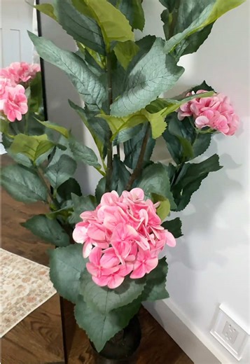 The @QVC, Inc 4-ft faux hydrangea plant looks shockingly real. No watering, no sun, no mess #qvc #artificialplants #homedecor #houseplants #hydrangea