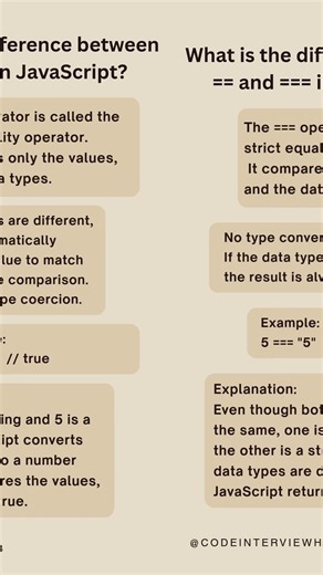 Difference between == and === in JavaScript | JavaScript Interview Question #javascript