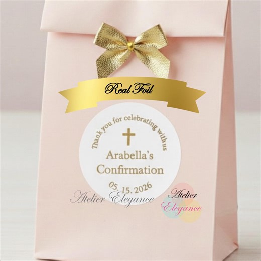 Foil Label, Round Label, Custom Confirmation Label, Any Name, Date, Customized, Thank You for Celebrating With Us, Gold Foil, Favor, TYCCND1 - Etsy