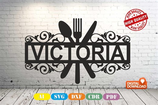 Kitchen Name Sign: Laser Cut Wall Sign (svg, Dxf, Ai, Pdf, Cdr) (digital Download) - Etsy