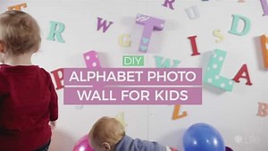 DIY alphabet photo backdrop for kids