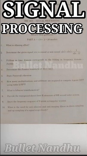 Signal Processing Question Paper (BM3401) #shorts #bm3401 #signalprocessing #annauniversity #sp #au
