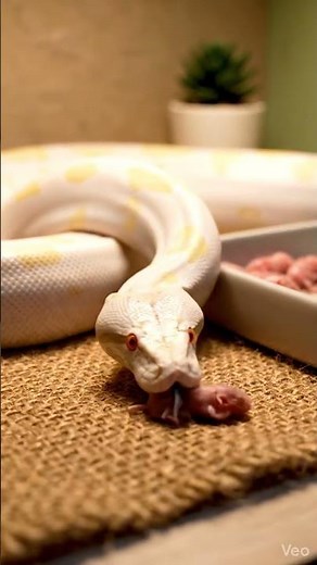 White Python Feeding Tiny Baby Rats | Indoor Room Documentary