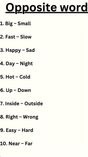10 opposite word//vilom Shabd English mein