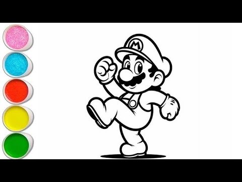 Drawing and Colouring Super Mario for kids and toddlers