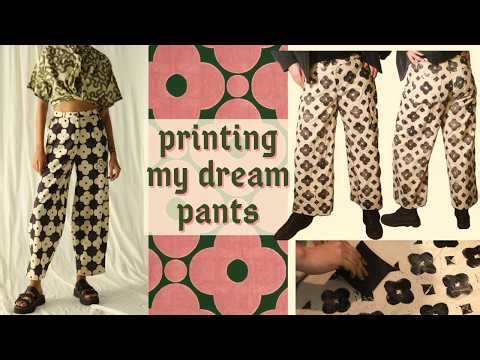 Printing My Dream Pants #sewing #diy #linoprinting