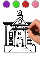 Town hall drawing | city town hall building drawing | town hall drawing easy | #trending #viralvideo