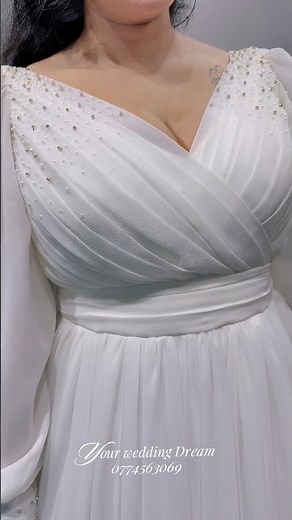 Elegant Chiffon Long sleeve Wedding Gown ✨ #weddingdress #chiffon #chiffonbridaldress #fashion