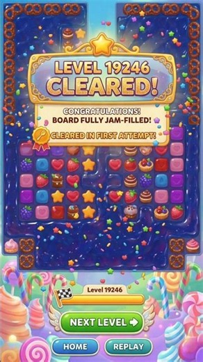 Sweet Victory! Level 19246 cleared on the first attempt!💜 First time’s a charm! #candycrushsodasaga