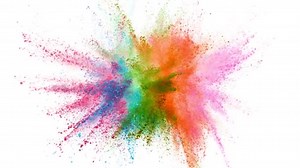 Super Slow Motion Coloured Powder Explosion Isolated White Background Filmed