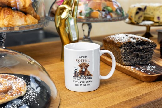 Funny Highland Cow Coffee Mug – Sarcastic Touch My Coffee Quote – Farm Animal Mug Gift for Her or Him – Sassy Coworker Mug - Etsy