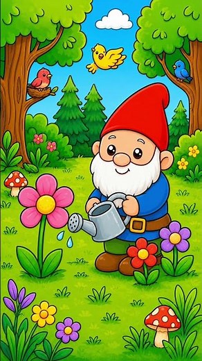 Jogo de Colorir Duende 🧙 Pinte o Jardim | Infantil Grátis 2-8 Anos