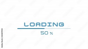 4k Loading Process to Complete. Futuristic pending loading screen with 0 to 100 percentage on white background. Animation blue digital elements.