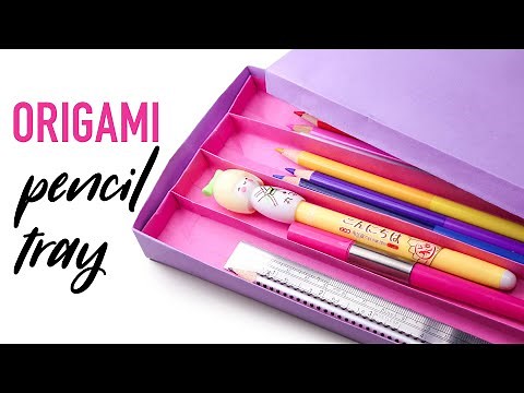 Origami Pencil Tray Instructions - Box with Sections - Paper Kawaii
