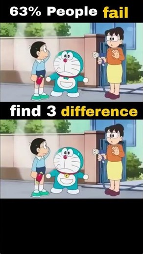 Find 3 Difference 63% people fail🤔🧠 Doraemon #shortsvideo #shorts #trending #viral