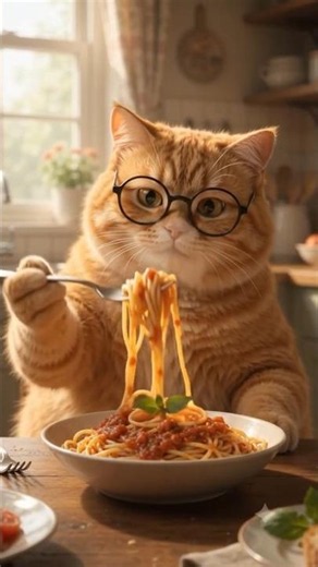 Fat orange cat cooking spaghetti 😂🍳🐱 #FunnyCat #CatComedy #FunnyAnimals #CuteCat #shorts #cat