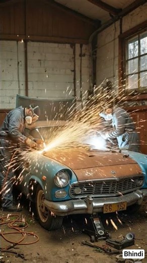 Retro car Restoration timelapse. Fixing, cleaning and painting. Looks so amazing