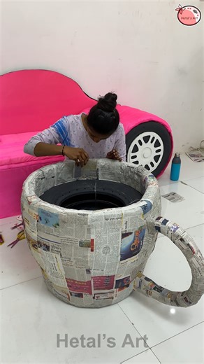 7.2M views · 94K reactions | Interesting ideas that can be made from recycled Tyre and Newspaper - Coffee Table Making #diy #coffeetables #recycle | Hetal's Art | Facebook