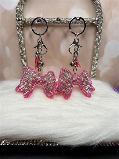 Bling Pink Outline Silver Bow Charms/keychain - Etsy
