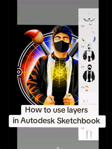 Self Portrait digital art✍️ - How to use layers in Autodesk Sketchbook. #digitalart #art #fyp #tutorial #fyppppppppppppppppppppppp