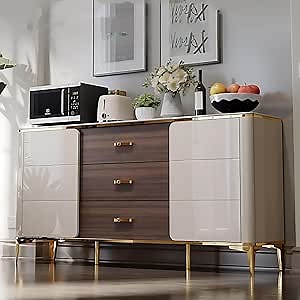 Modern Sideboard Buffet Table - Buffet Cabinet Sideboard with Storage & Removable Shelf & 3 Large Drawers & 2 Doors, Modern Coffee Bar Cabinet for Living Room Kitchen Dining Room (68'')