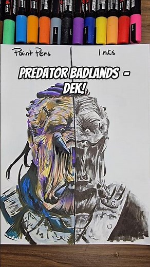 Which Side Of This Predator Drawing Do You Like Better? #predator #drawing #shorts