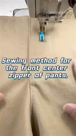 Sewing method for the front center zipper of pants.