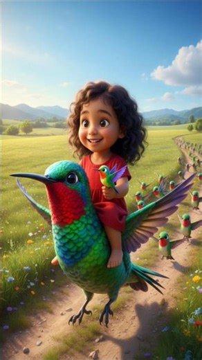 small girl and hummingbird hearttouching story#shorts#ai#baby#funny#animals#hummingbird