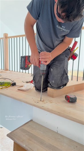 Ric flooring official on Instagram: "how you can install a wooden post #ricflooringllc #atlanta #reels"