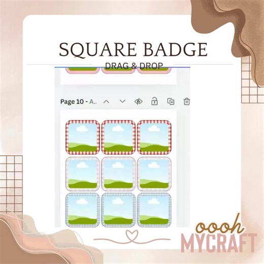 Square Badge Drag and Drop Template | 50mm/ 2inches Square | Drag and Drop | Canva Frames - Etsy