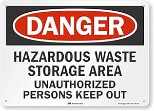 SmartSign “Danger - Hazardous Waste Storage Area, Unauthorized Persons Keep Out” Sign | 10" x 14" 3M Reflective Aluminum