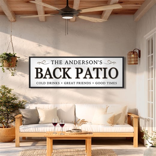 Back Patio Sign, Personalized Backyard Name Sign, Porch Wall Art, Family Deck Decor - Etsy